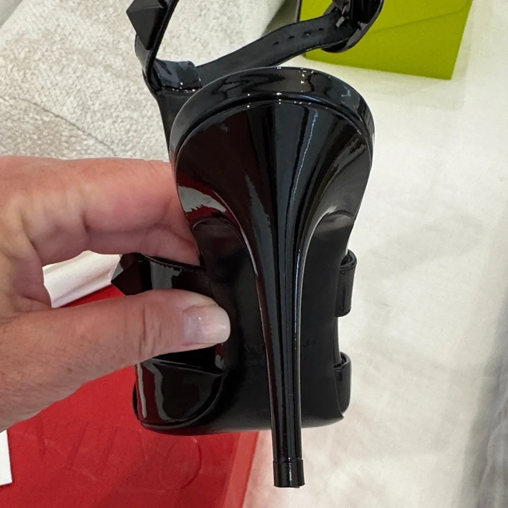 Valentino Glossy Black Studded Heels - Picture 8 of 10